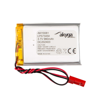 Li-Po akkumulátor LP573450 Akyga AKY0081 3.7V / 980mAh PCM JST 2-Pin csatlakozó 150mm
