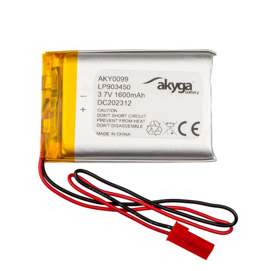 Li-Po akkumulátor LP903450 Akyga AKY0099 3.7V / 1600mAh PCM JST 2-Pin csatlakozó 150mm