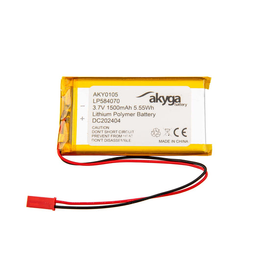 Li-Po akkumulátor LP584070 Akyga AKY0105 3.7V / 1500mAh PCM JST 2-pin csatlakozó 150mm
