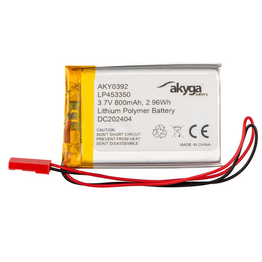 Li-Po akkumulátor LP453350 Akyga AKY0392 3.7V / 800mAh PCM JST 2-pin csatlakozó 150mm