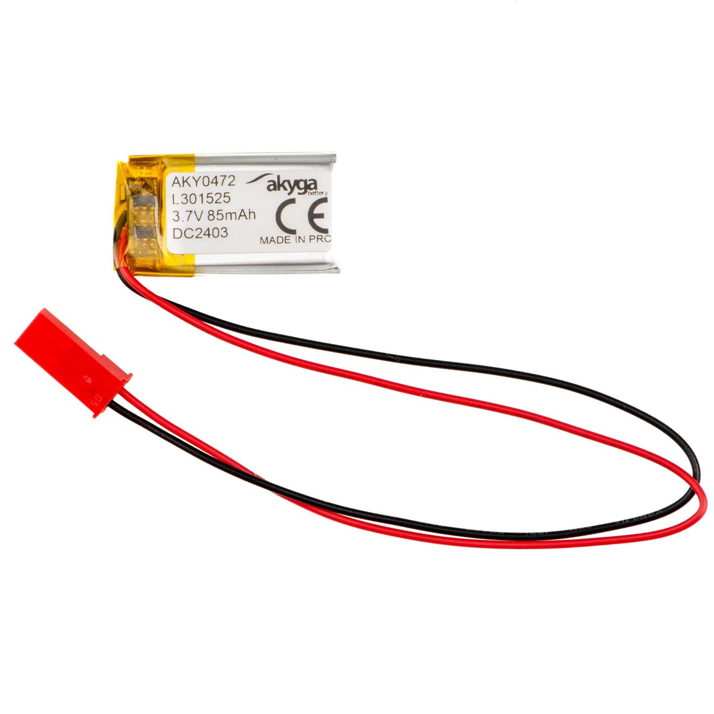 Li-Po akkumulátor LP301525 Akyga AKY0472 3,7V / 85mAh PCM JST 2-pin csatlakozó 150mm
