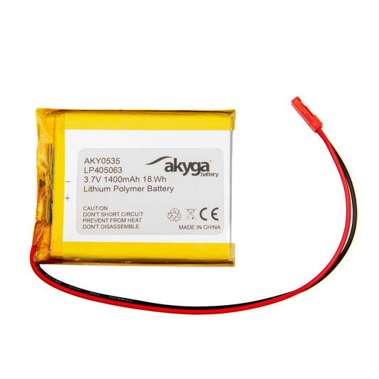 Li-Po akkumulátor LP405063 Akyga AKY0535 3.7V / 1400mAh PCM JST 2-Pin csatlakozó 150mm