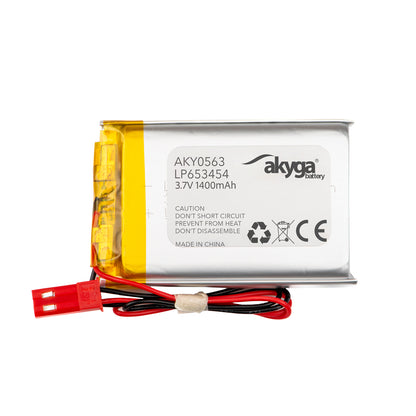 Li-Po akkumulátor LP653454 Akyga AKY0563 3.7V / 1400mAh PCM JST 2-Pin csatlakozó 150mm