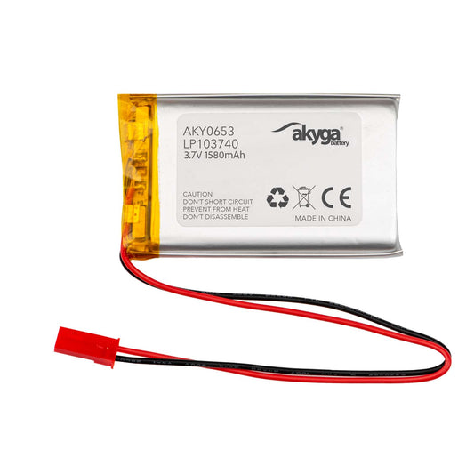 Li-Po akkumulátor LP103740 Akyga AKY065 3.7V / 1580mAh PCM JST 2-Pin csatlakozó 150mm