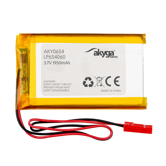 Li-Po akkumulátor LP654060 Akyga AKY0654 3.7V / 1950mAh PCM JST 2-Pin csatlakozó 150mm