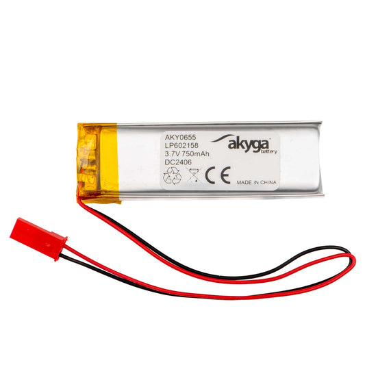 Li-Po akkumulátor LP602158 Akyga AKY0655 3.7V / 750mAh PCM JST 2-pin csatlakozó 150mm