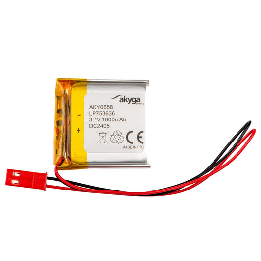 Li-Po akkumulátor LP753636 Akyga AKY0658 3.7V / 1000mAh PCM JST 2-pin csatlakozó 150mm