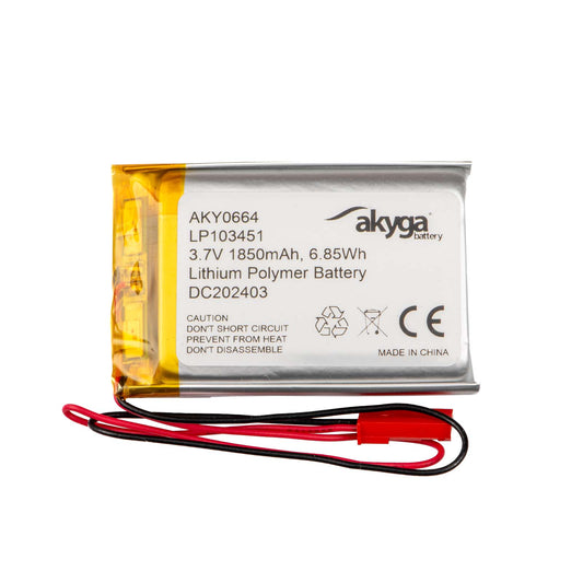 Li-Po akkumulátor LP103451 Akyga AKY0664 3.7V / 1850mAh PCM JST 2-pin csatlakozó 150mm