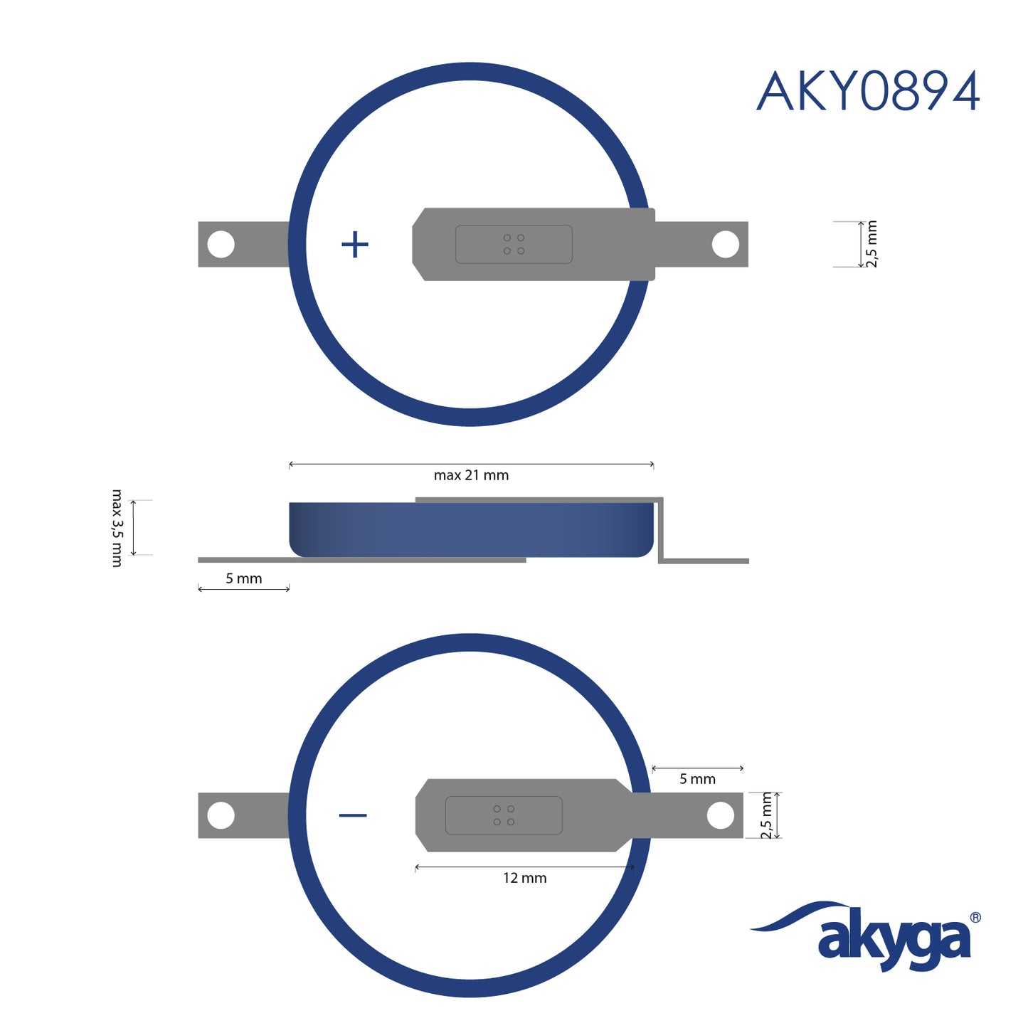 Lithium akkumulátor CR2032 ST1NB Akyga AKY0894 3V / 210mAh 2-Pin