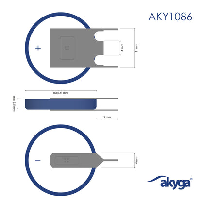Lithium akkumulátor CR2032 PP3A Akyga AKY1086 3V / 210mAh 3-Pin Raster 4mm
