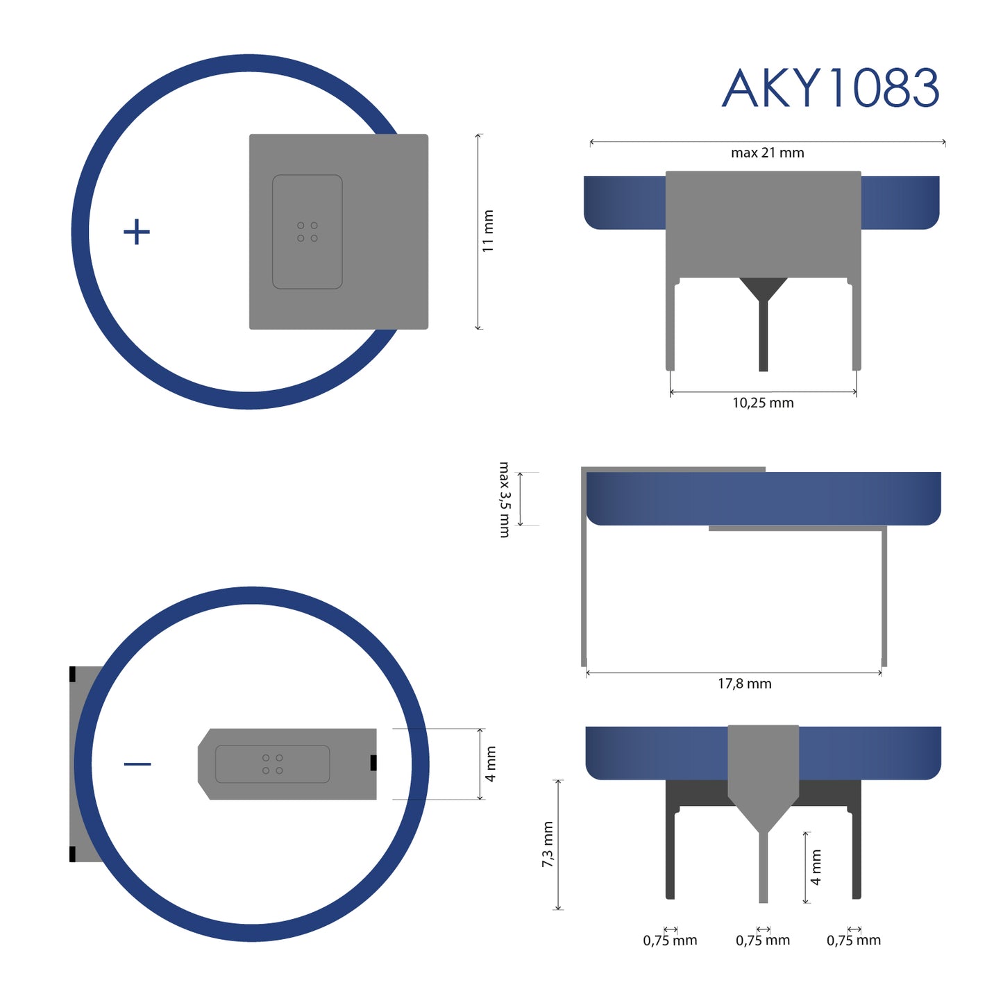 Lithium akkumulátor CR2032 HP3B Akyga AKY1106 3V / 210mAh 3-Pin Raster 15.2mm