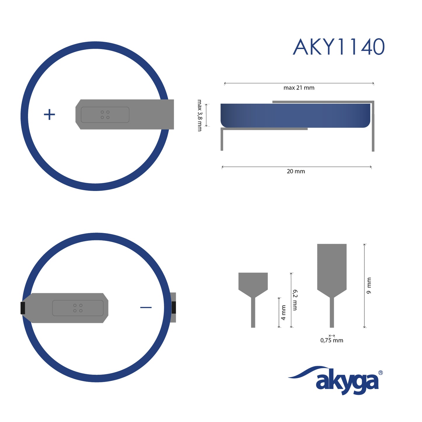 Lithium akkumulátor CR2032 HP2D Akyga AKY1140 3V / 210mAh 2-Pin Raster 20mm