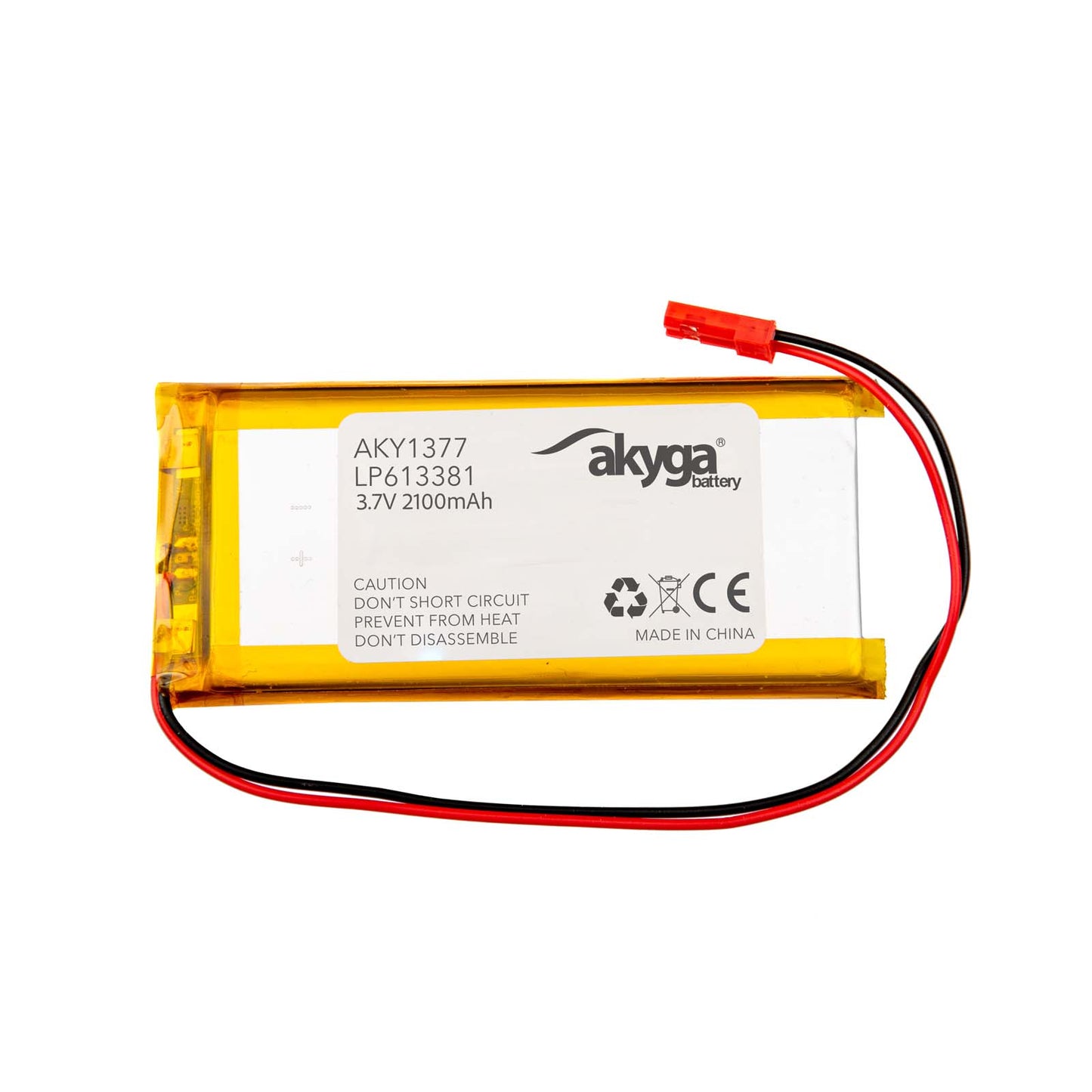 Li-Po akkumulátor LP613381 Akyga AKY1377 3.7V / 2100mAh PCM JST 2-Pin csatlakozó 150mm
