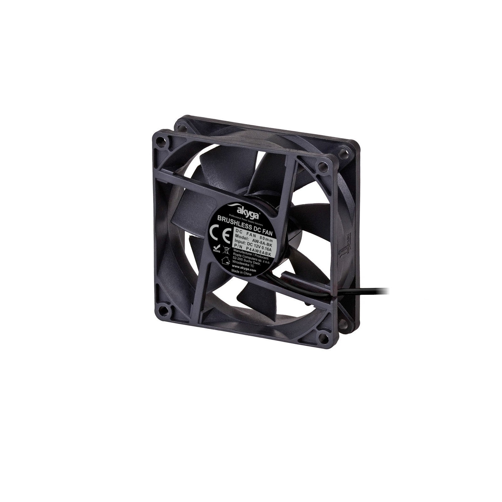Akyga Fan 80mm MOLEX / 3-pin fekete AW-8A-BK