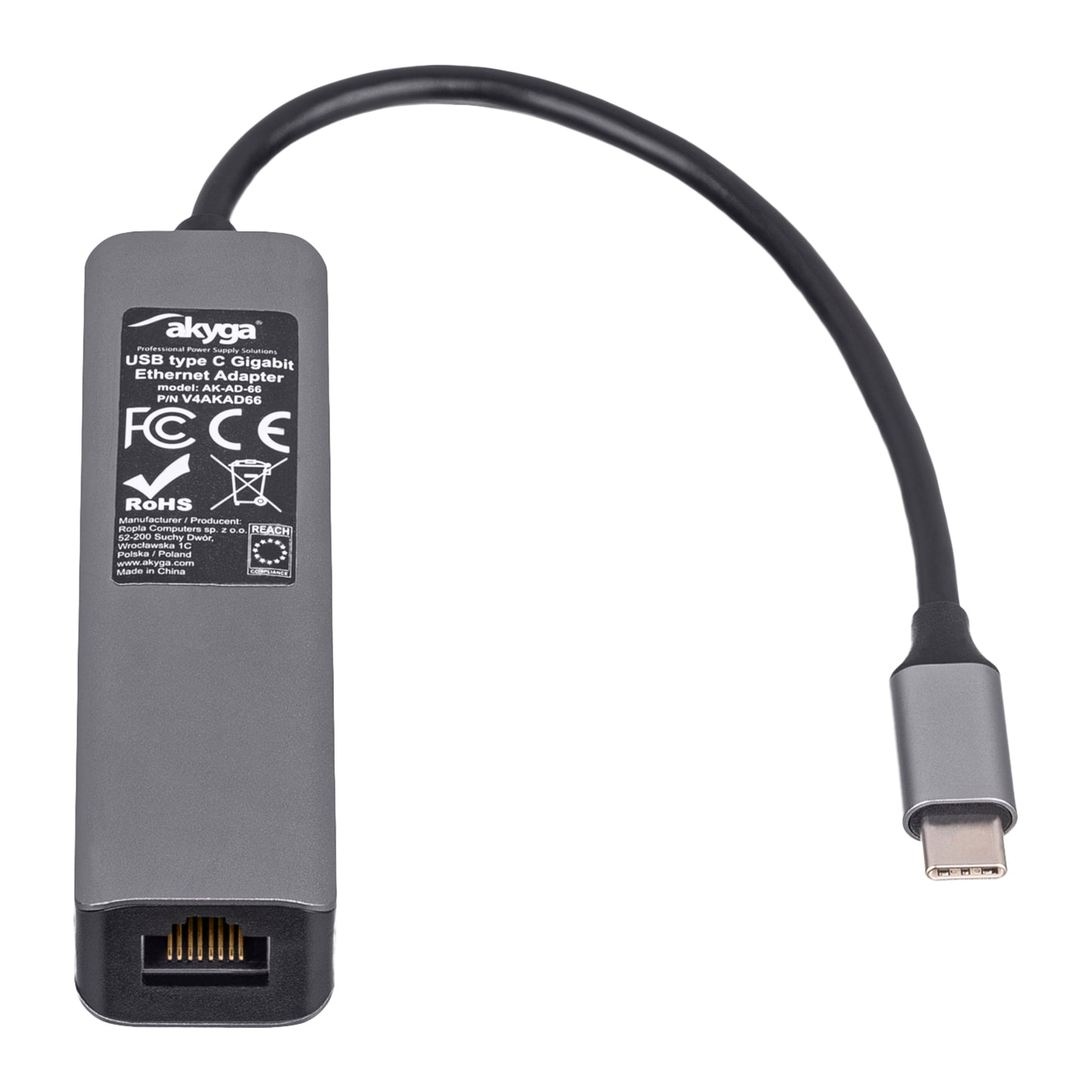 Hub AK-AD-66 USB type C - USB 3.0 3-port + Ethernet