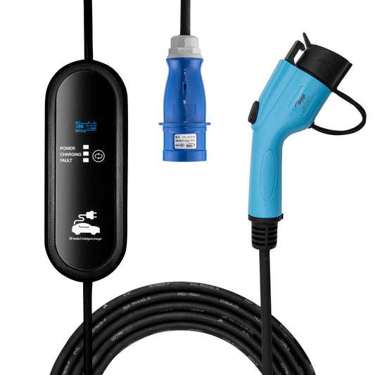 Kábel elektromos autókhoz AK-EC-15 CEE 3-pin / Type1 LCD 1-fázisú 32A 7.2kW 5m