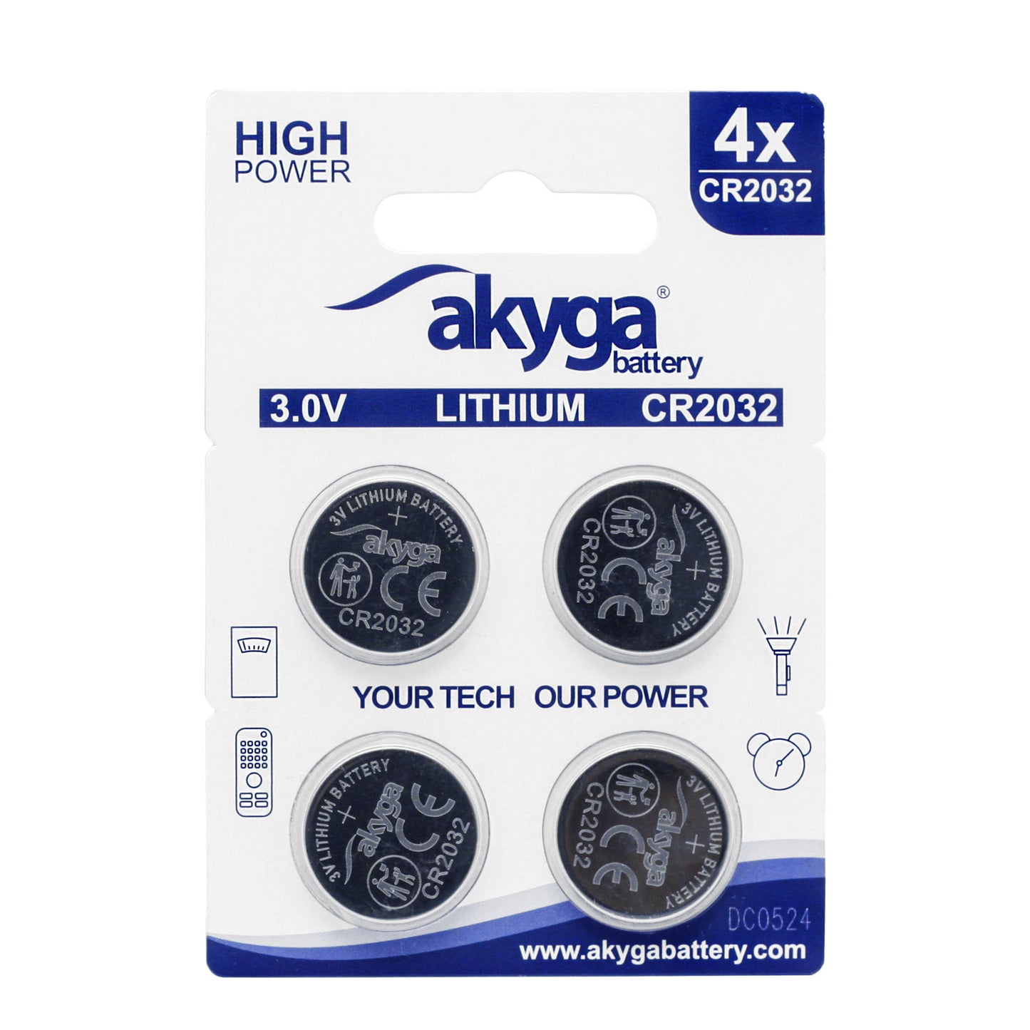 Lithium akkumulátor CR2032 Akyga AKY2100 3V / 210mAh 4db