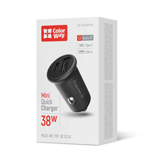 ColorWay 2USB autós töltő 38W szürke