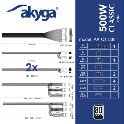 Tápegység ATX AK-C1-500 500W 80 Plus