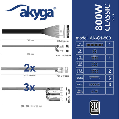 Tápegység ATX AK-C1-800 800W 80 Plus