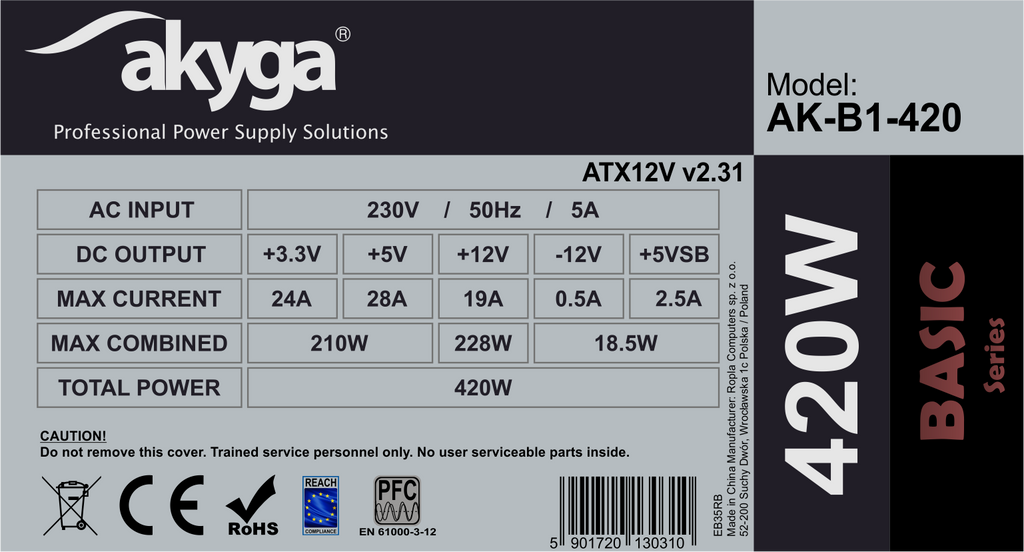 Akyga Tápegység ATX AK-B1-420 420W