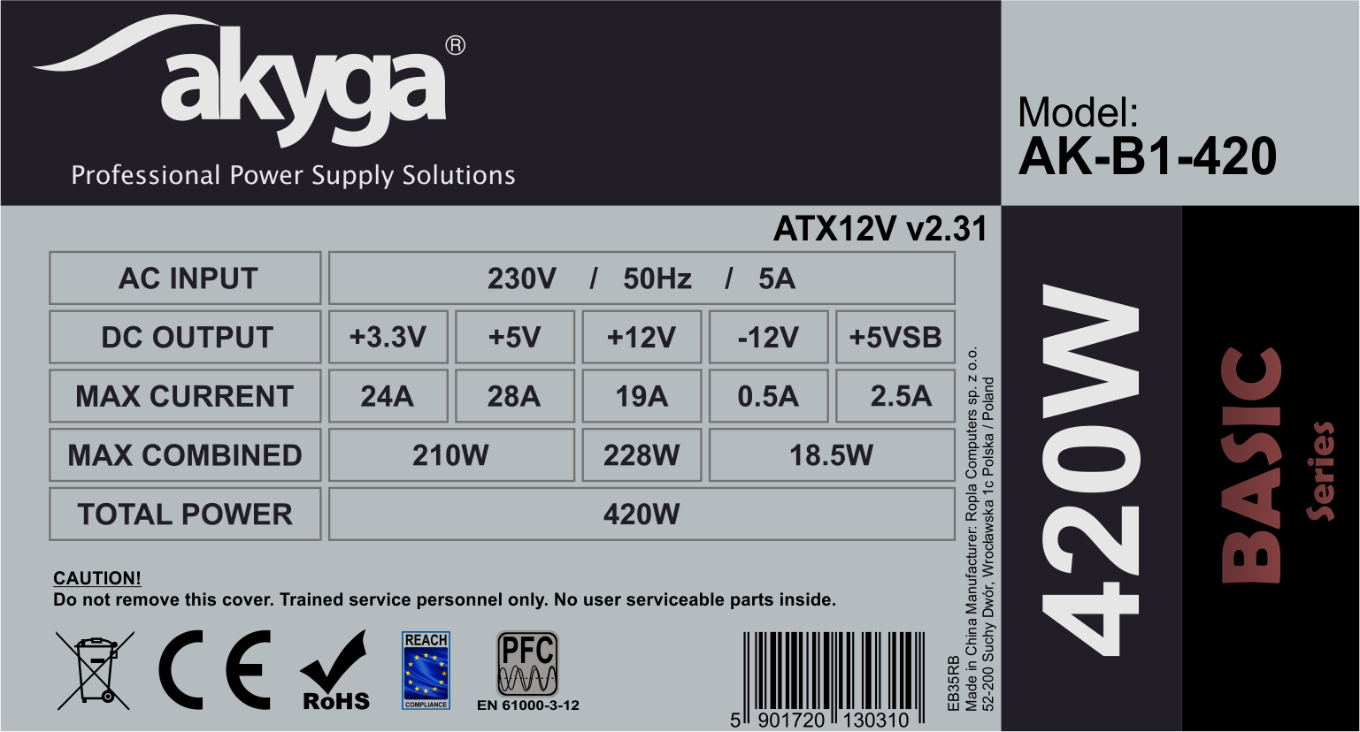 Akyga Tápegység ATX AK-B1-420 420W
