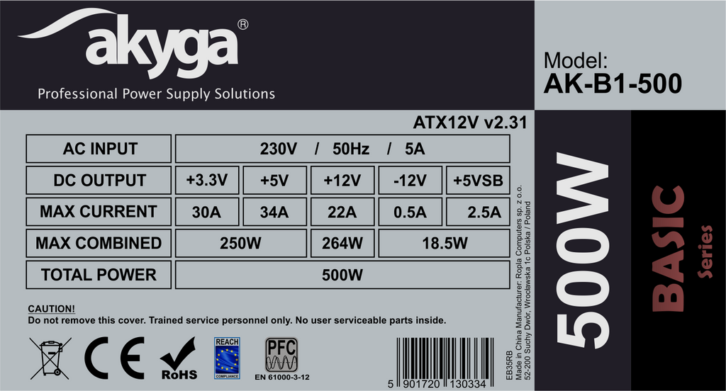 Akyga Tápegység ATX AK-B1-500 500W