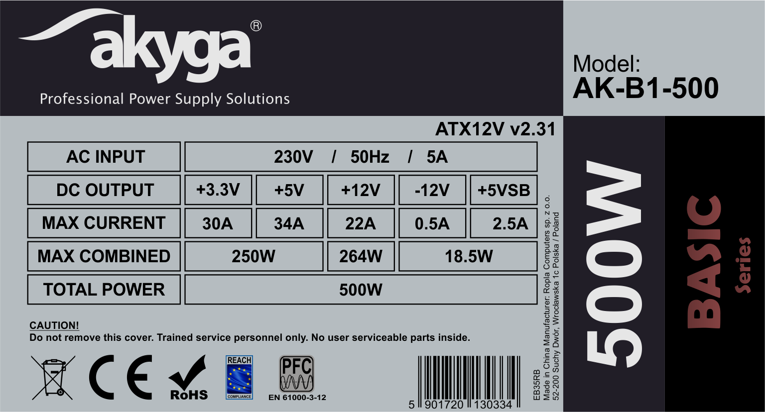 Akyga Tápegység ATX AK-B1-500 500W
