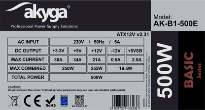 Akyga Tápegység ATX AK-B1-500E 500W