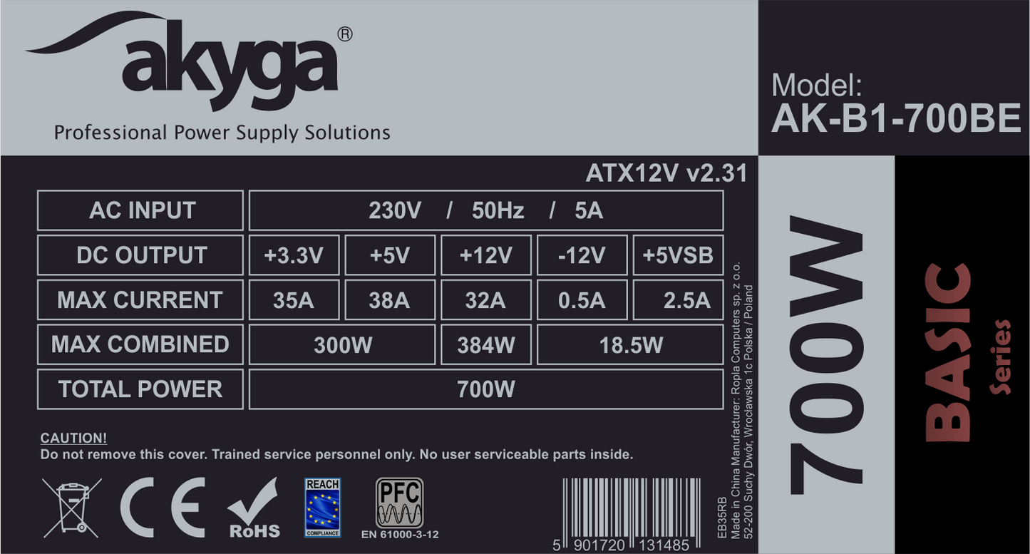 Tápegység ATX AK-B1-700 700W BLACK EDITION