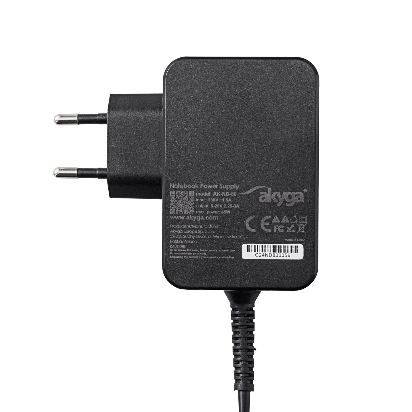 Tápegység AK-ND-80 5 - 20V / 2.25 - 3A 45W USB-C Power Delivery 3.0 GaN