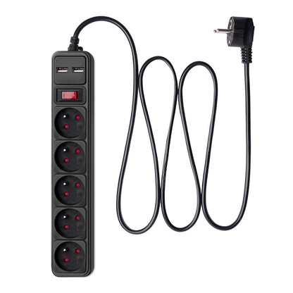 Túlfeszültségvédő AK-SP-05U 5 aljzat + 2x USB-A 1.8 m
