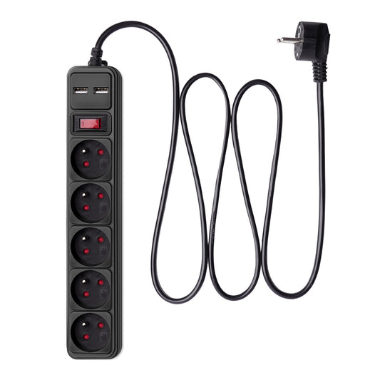Túlfeszültségvédő AK-SP-05U 5 aljzat + 2x USB-A 1.8 m