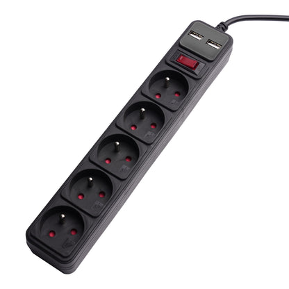 Túlfeszültségvédő AK-SP-05U 5 aljzat + 2x USB-A 1.8 m