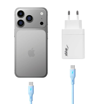 Töltő AK-CH-30 USB-A + 2x USB-C PD 5-20V / max. 3.25A 65W Quick Charge 3.0 GaN