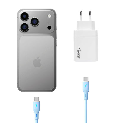 Töltő AK-CH-28 USB-A + USB-C PD 5-21V / max. 3A 45W Quick Charge 3.0 GaN