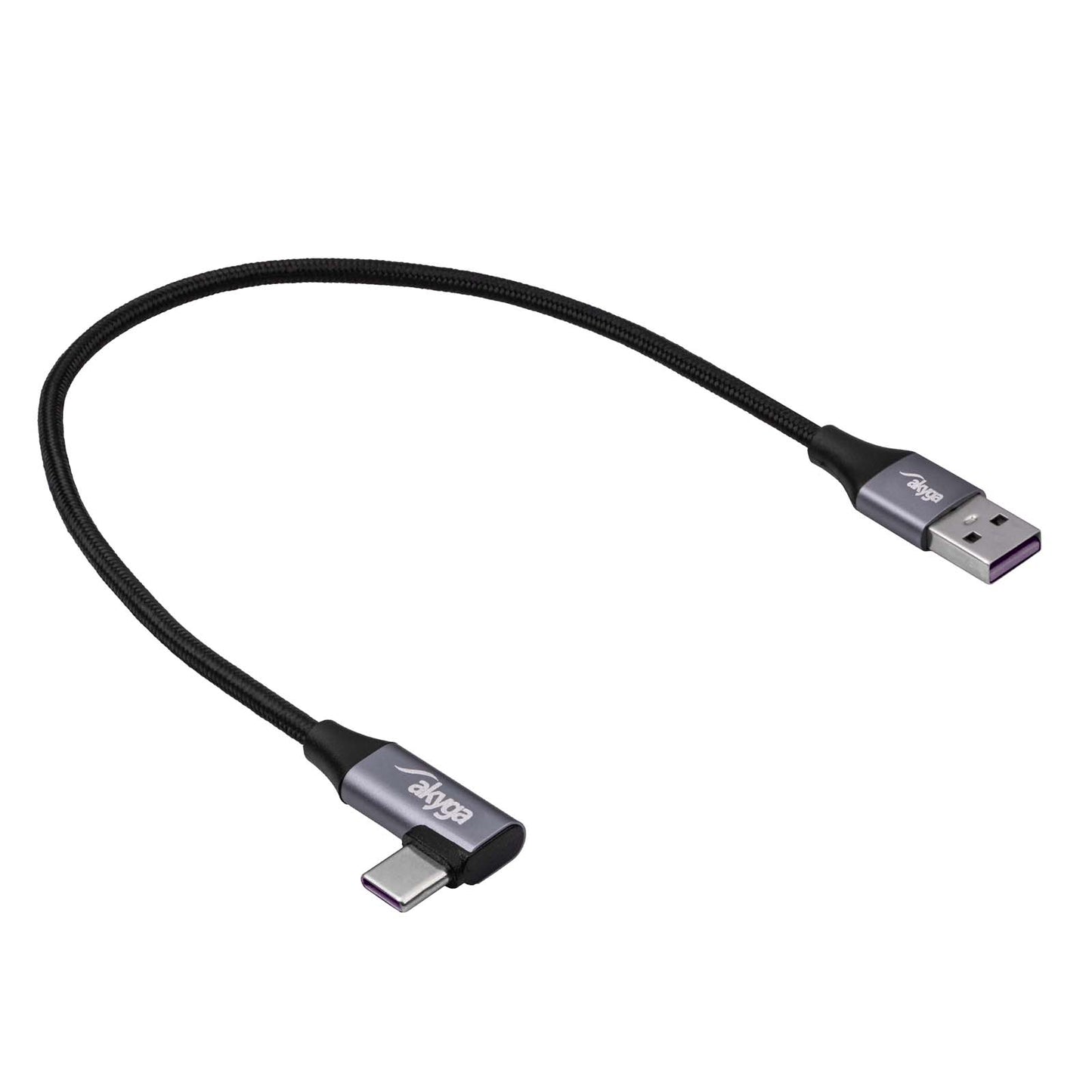 Szögben Kábel USB type C / USB-A 30 cm AK-USB-58 60W hálós