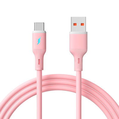 Kábel USB type C / USB A 1m AK-USB-61 Szilikon Rózsaszín