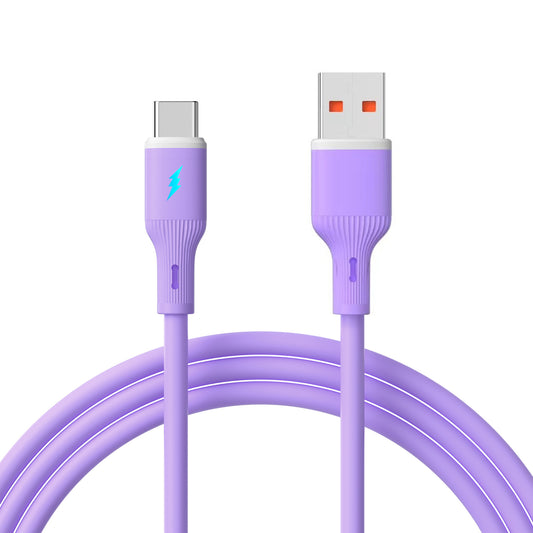 Kábel USB type C / USB A 1m AK-USB-65 Szilikon Lila