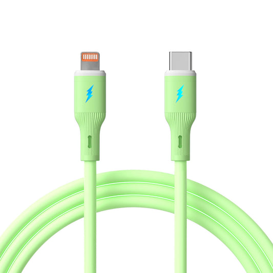 Kábel USB type C / Lightning 1m AK-USB-73 30W Szilikon Zöld