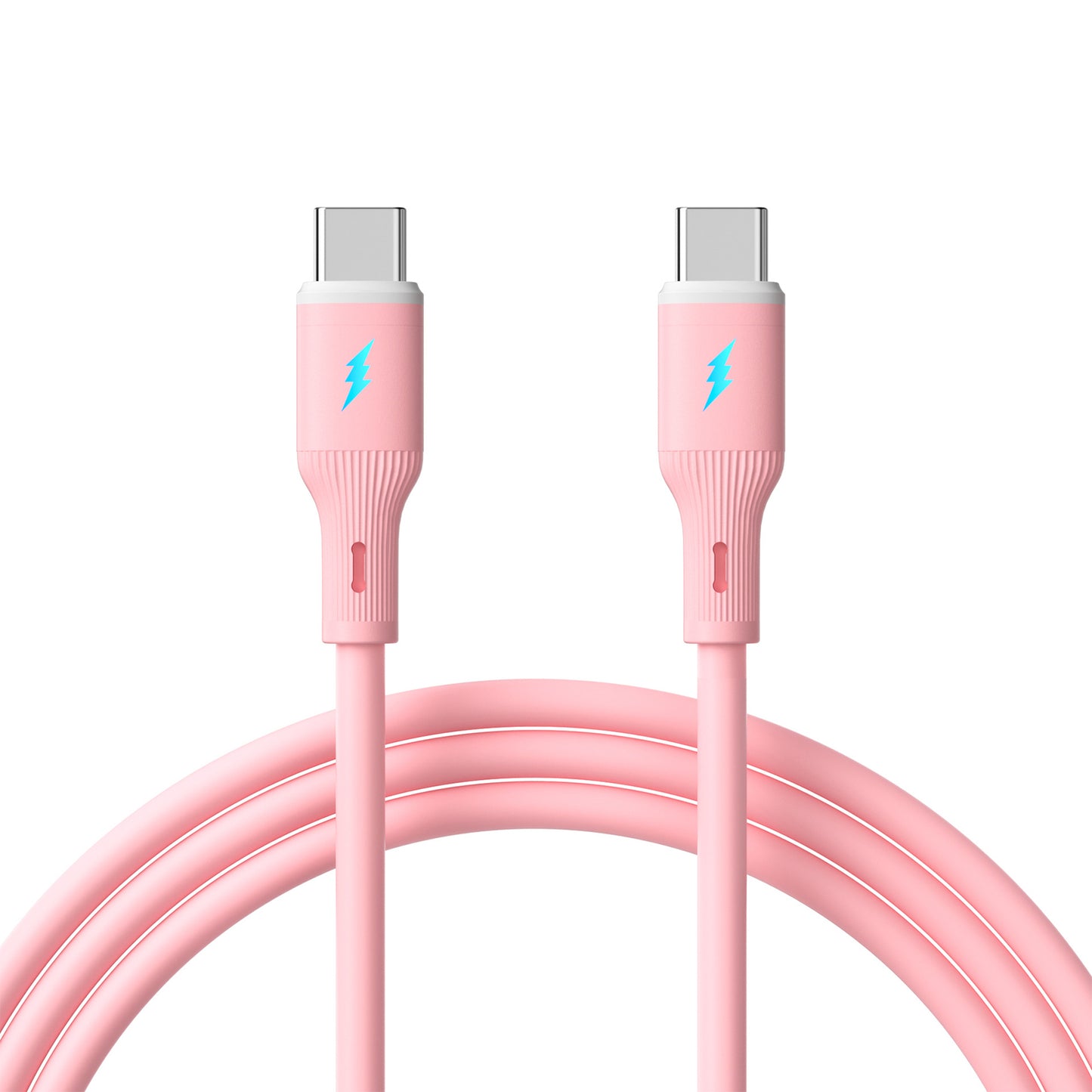 Kábel USB type C / USB type C 1m AK-USB-66 60W Szilikon Rózsaszín