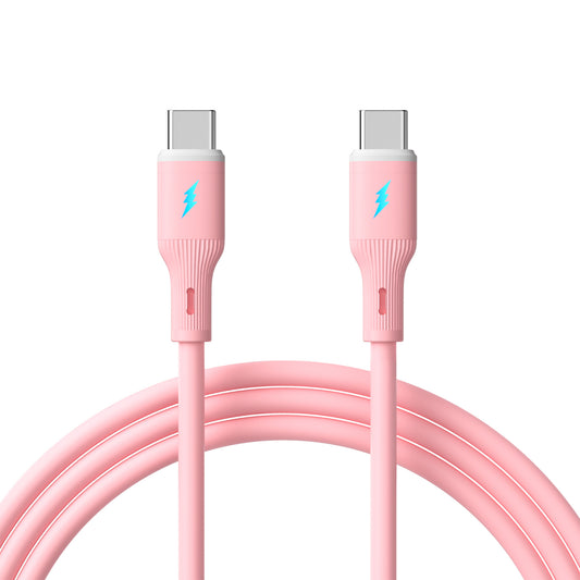 Kábel USB type C / USB type C 1m AK-USB-66 60W Szilikon Rózsaszín
