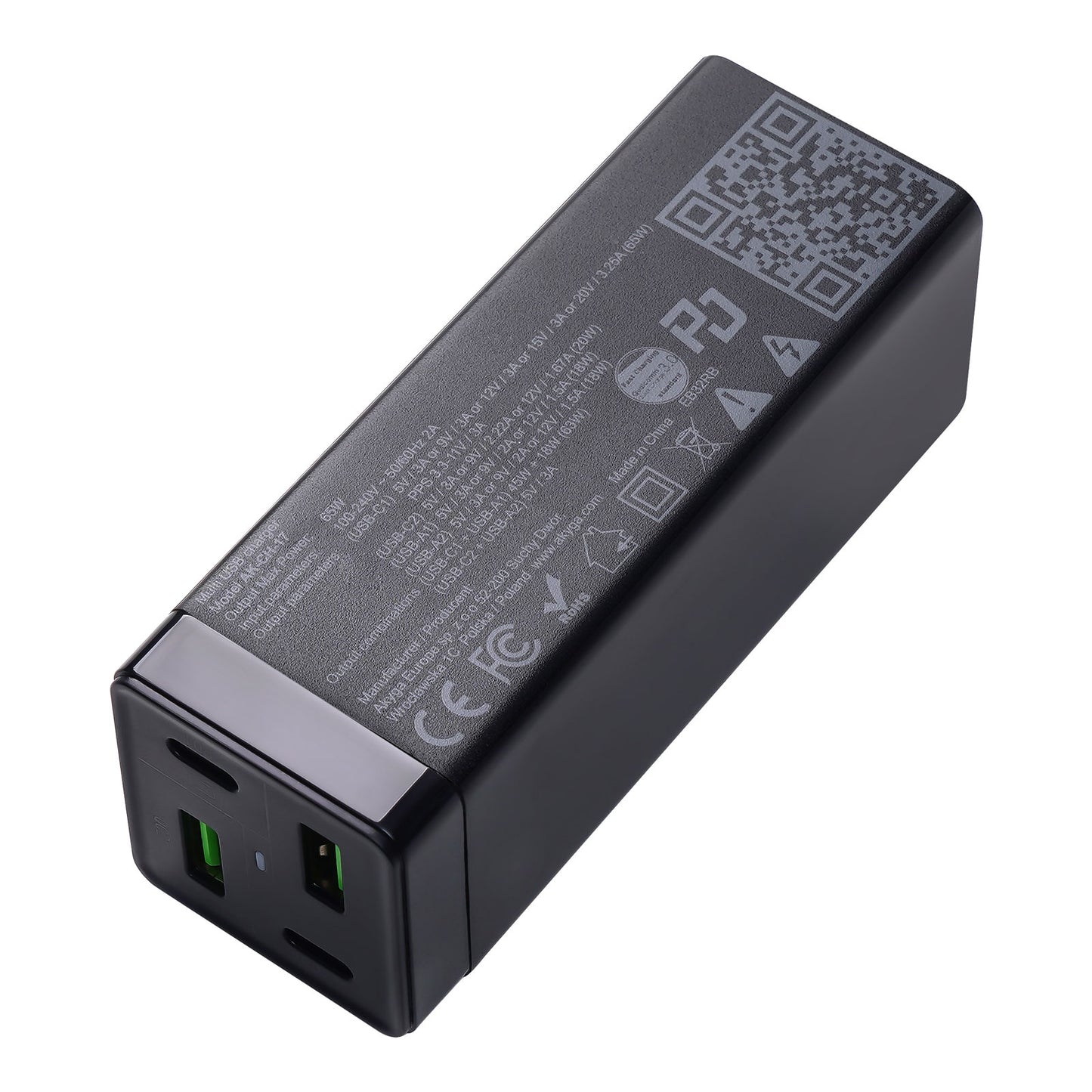 USB Töltő AK-CH-17 Charge Brick 2x USB-A + 2x USB-C PD 5-20 V / max 3.25A 65W Quick Charge 4+