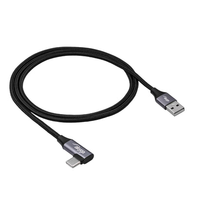 Derékszögű csatlakozós USB type C / USB-A 1m kábel AK-USB-74 60W hálós