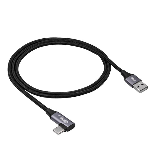 Derékszögű csatlakozós USB type C / USB-A 1m kábel AK-USB-74 60W hálós