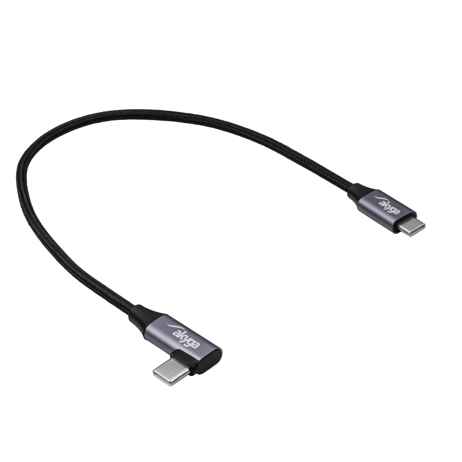 Akyga Szögben Kábel USB type C / USB type C 30cm AK-USB-53 60W hálós