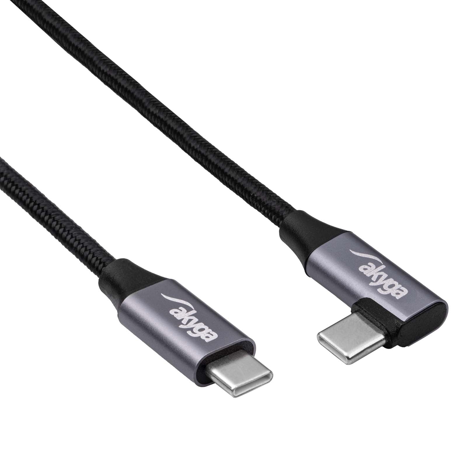 Akyga Szögben Kábel USB type C / USB type C 30cm AK-USB-53 60W hálós