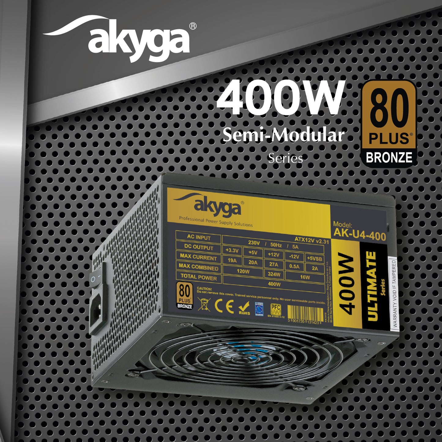 Tápegység ATX AK-U4-400 400W 80+ Bronze