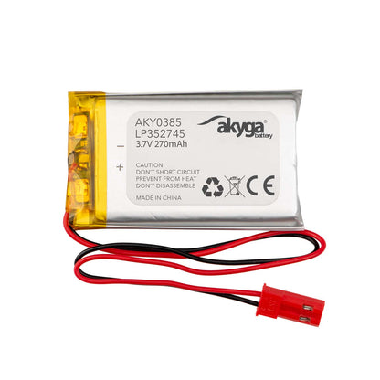 Li-Po akkumulátor LP352745 Akyga AKY0385 3.7V / 270mAh PCM JST 2-pin csatlakozó 150mm