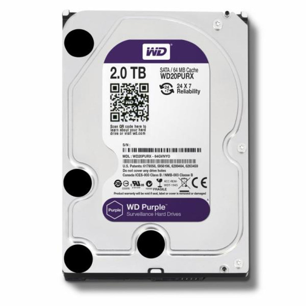 WD Purple 2TB WD20PURX 3,5" biztonságtechnikai merevlemez